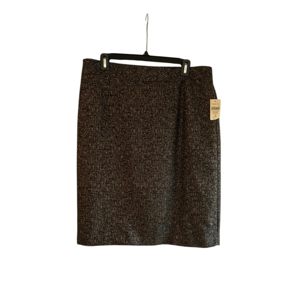 NWT Coldwater Creek brown shimmer tweed pencil skirt with split Size 12